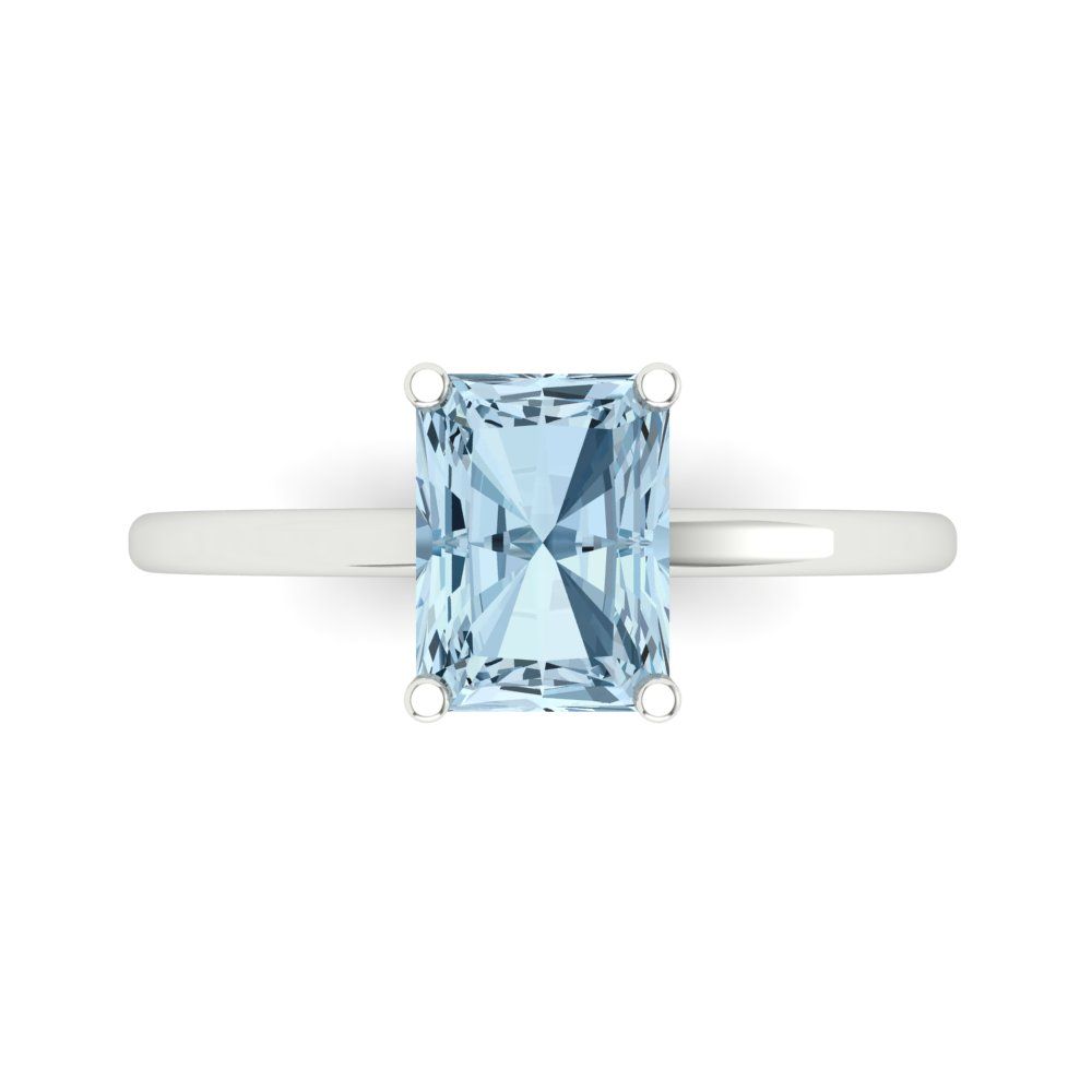 2 cttw Natural Swiss Blue Topaz Solitaire  Engagement Ring - Solid Gold (Emerald Cut,8x6mm)