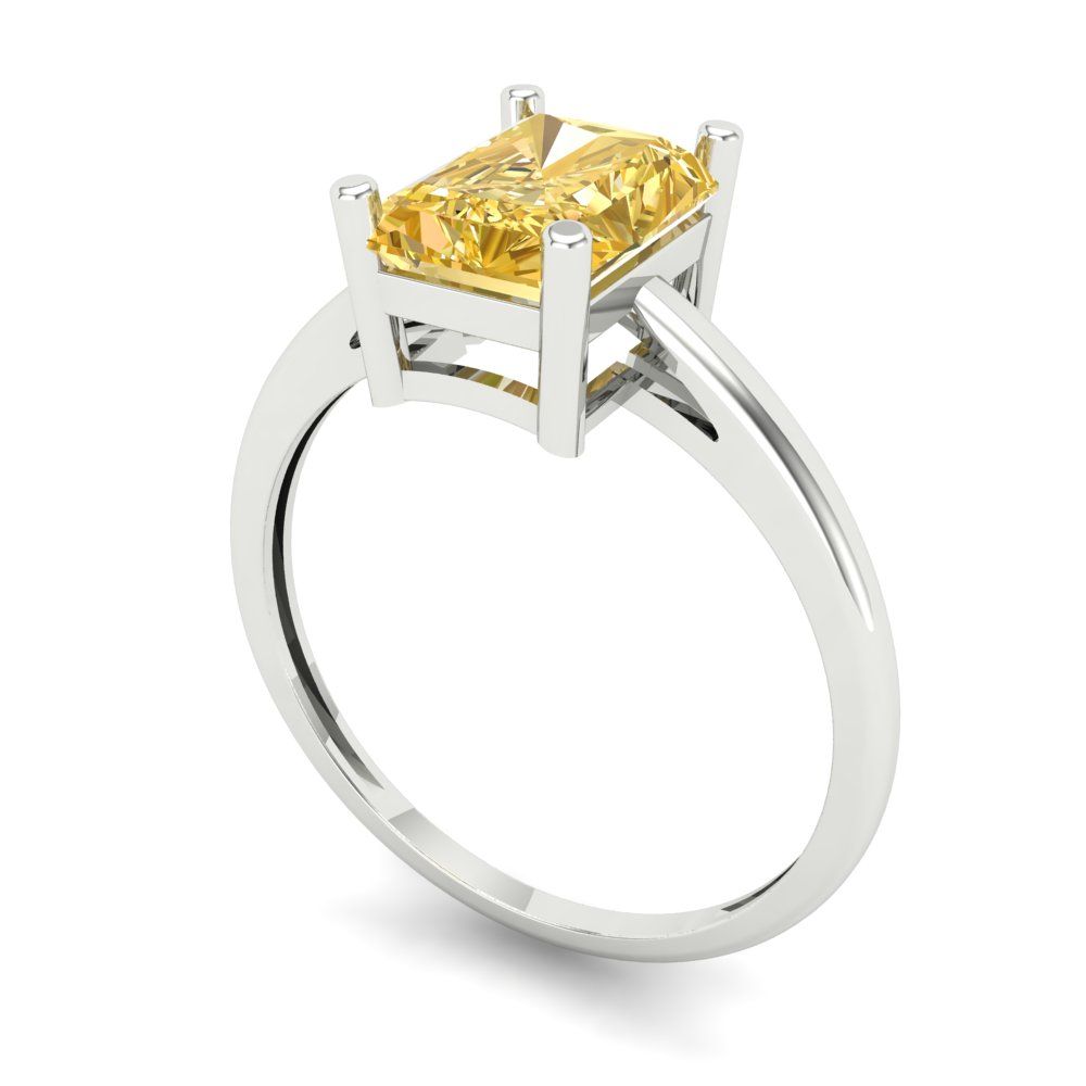 2 cttw Yellow Moissanite Solitaire  Engagement Ring - Solid Gold (Emerald Cut,8x6mm)