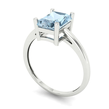 2 cttw Natural Swiss Blue Topaz Solitaire  Engagement Ring - Solid Gold (Emerald Cut,8x6mm)