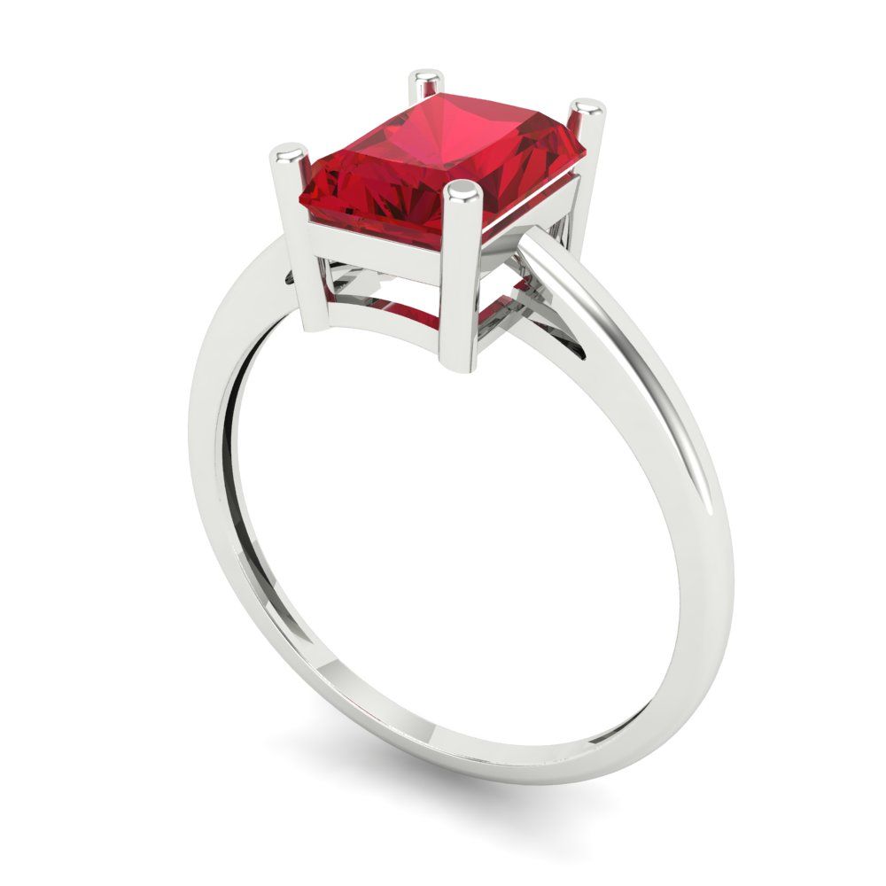 2 cttw Simulated Pink Tourmaline Solitaire  Engagement Ring - Solid Gold (Emerald Cut,8x6mm)
