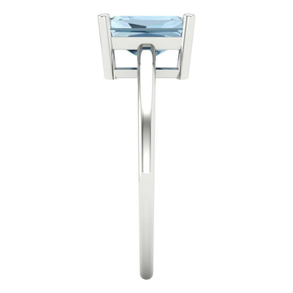 2 cttw Natural Sky Blue Topaz Solitaire  Engagement Ring - Solid Gold (Emerald Cut,8x6mm)