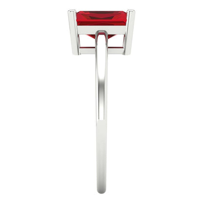 2 cttw Simulated Pink Tourmaline Solitaire  Engagement Ring - Solid Gold (Emerald Cut,8x6mm)