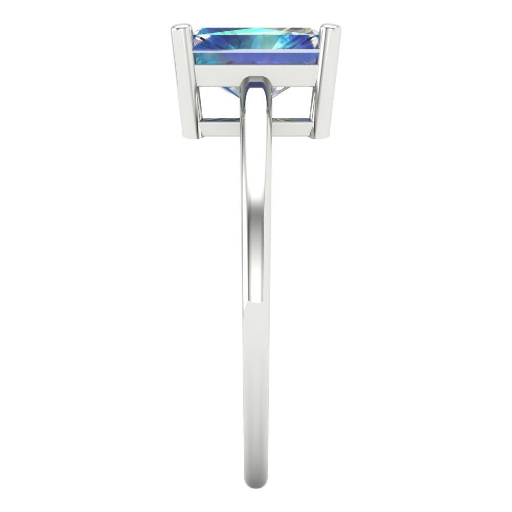 2 cttw Blue Moissanite Solitaire  Engagement Ring - Solid Gold (Emerald Cut,8x6mm)