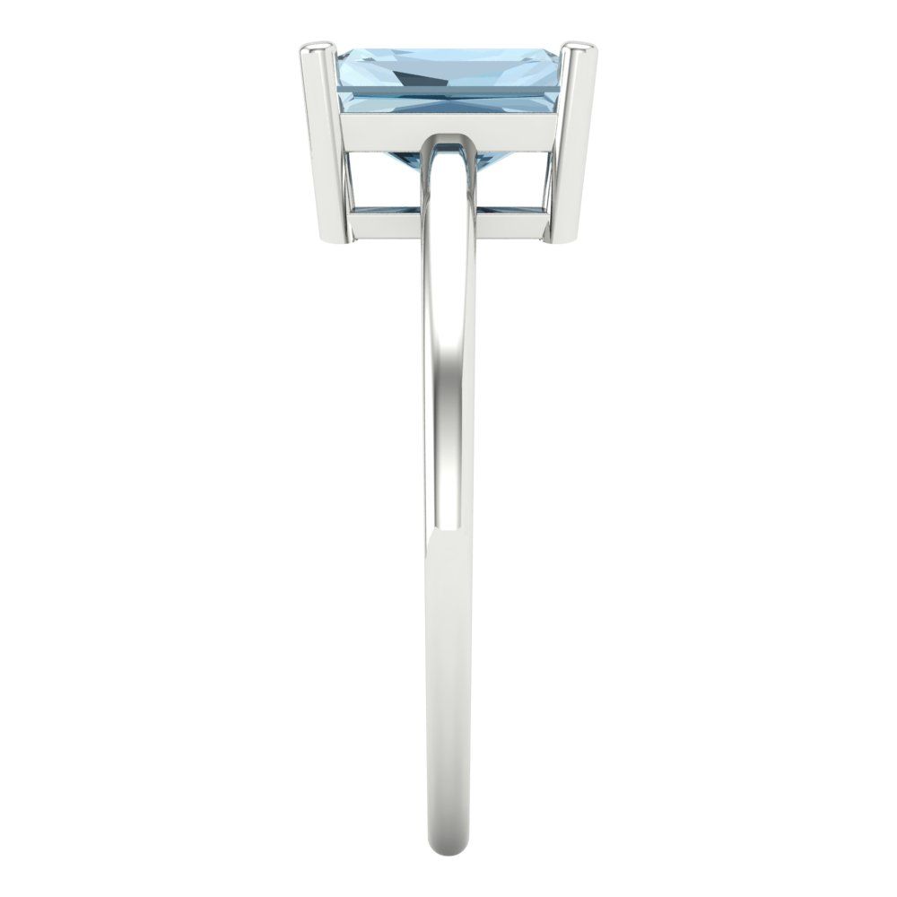 2 cttw Natural Swiss Blue Topaz Solitaire  Engagement Ring - Solid Gold (Emerald Cut,8x6mm)