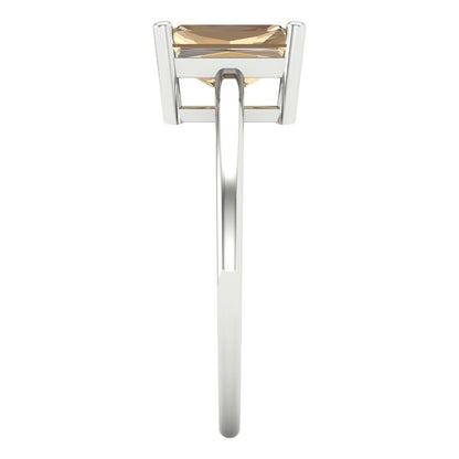 2 cttw Yellow Moissanite Solitaire  Engagement Ring - Solid Gold (Emerald Cut,8x6mm)