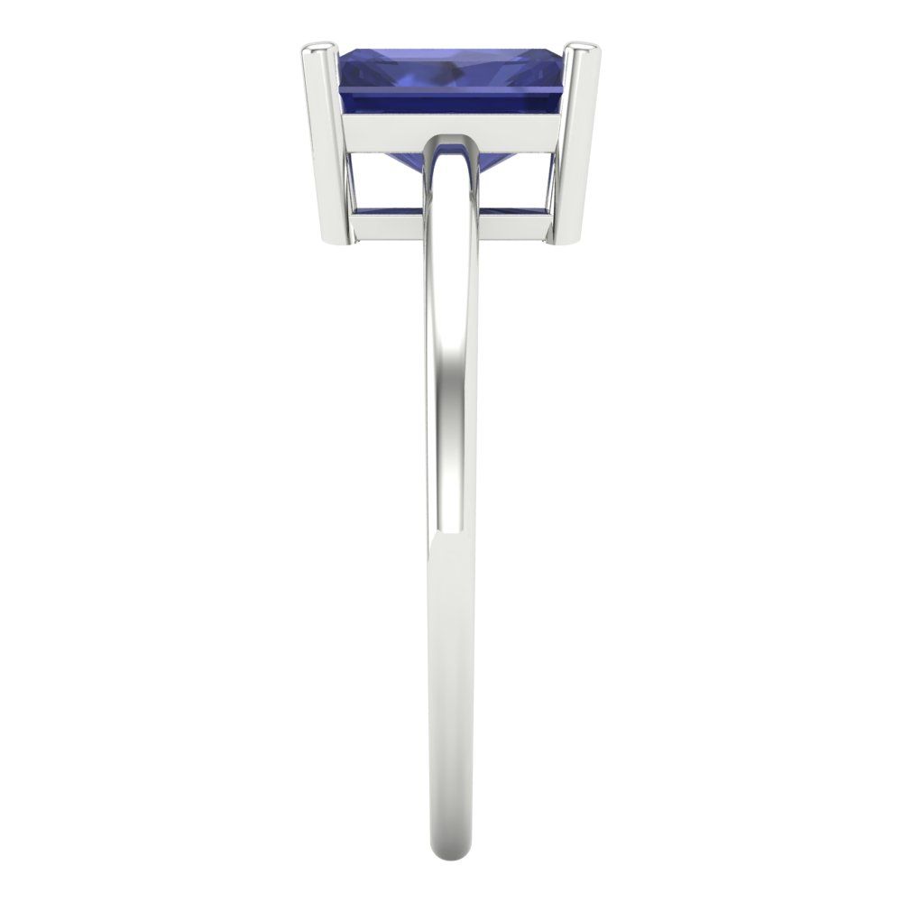 2 cttw Simulated Tanzanite Solitaire  Engagement Ring - Solid Gold (Emerald Cut,8x6mm)