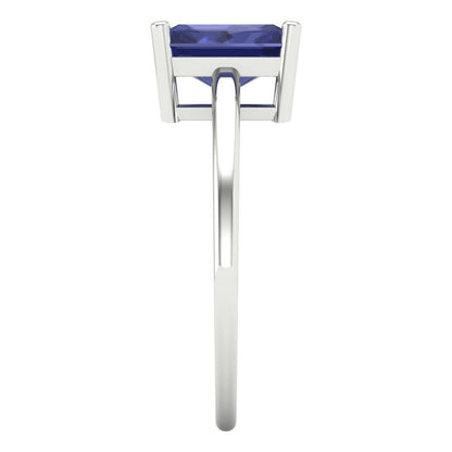 2 cttw Simulated Tanzanite Solitaire  Engagement Ring - Solid Gold (Emerald Cut,8x6mm)