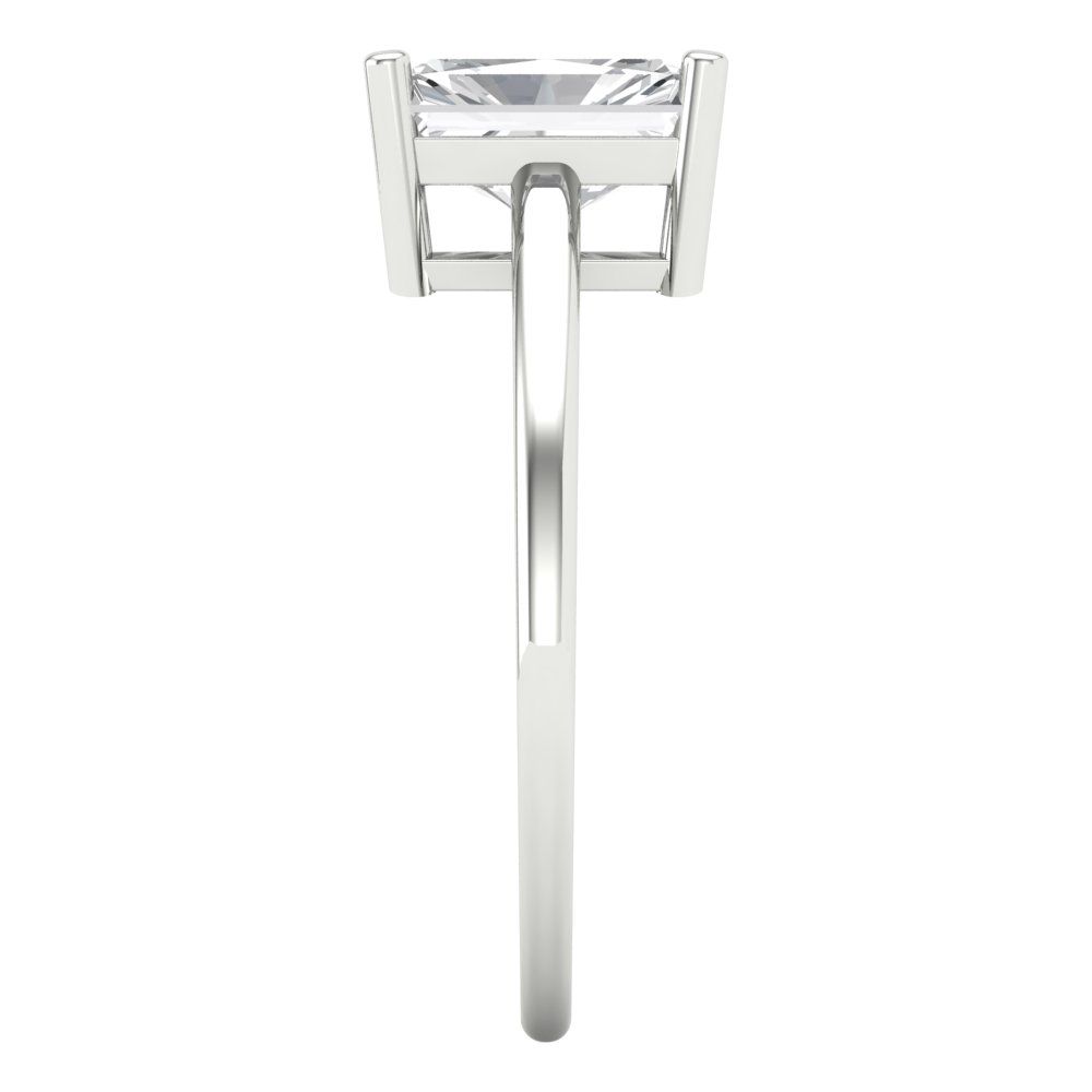 2 cttw Moissanite Solitaire  Engagement Ring - Solid White Gold (VVS1, Emerald Cut,8x6mm)