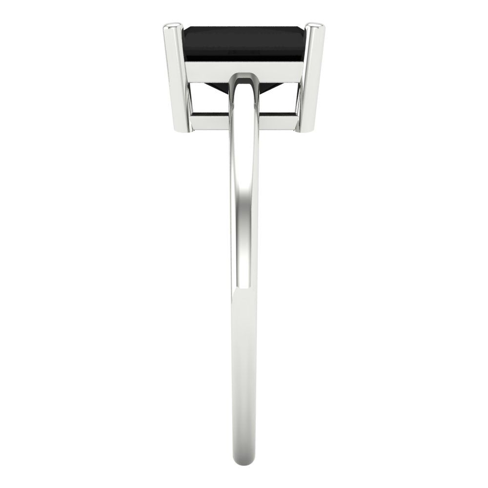 2 cttw Natural Onyx Solitaire  Engagement Ring - Solid Gold (Emerald Cut,8x6mm)