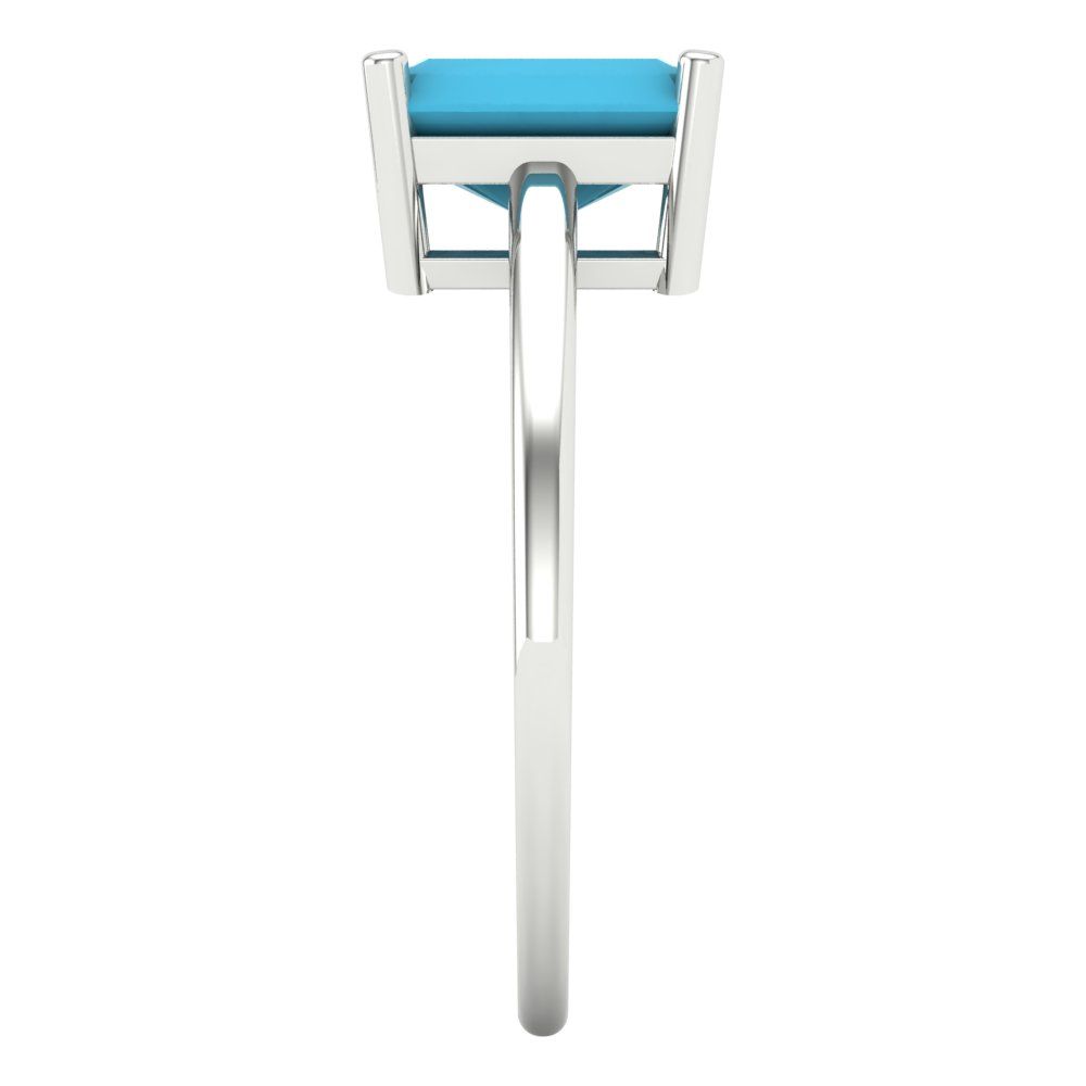 2 cttw Simulated Turquoise Solitaire  Engagement Ring - Solid Gold (Emerald Cut,8x6mm)