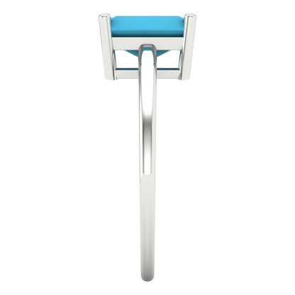 2 cttw Simulated Turquoise Solitaire  Engagement Ring - Solid Gold (Emerald Cut,8x6mm)