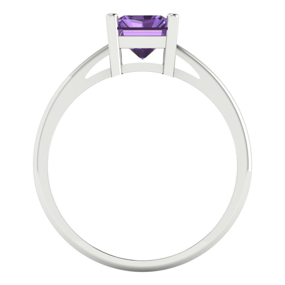 2 cttw Simulated Alexandrite Solitaire  Engagement Ring - Solid Gold (Emerald Cut,8x6mm)