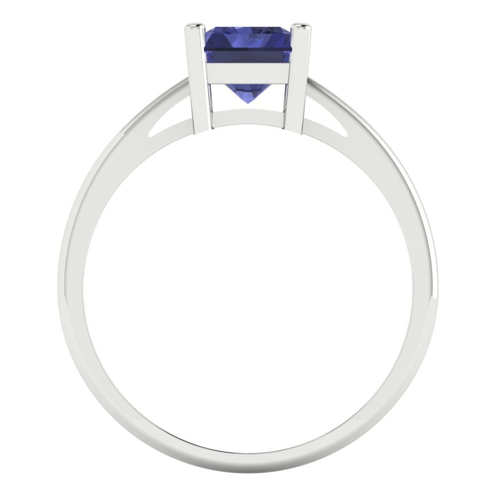 2 cttw Simulated Tanzanite Solitaire  Engagement Ring - Solid Gold (Emerald Cut,8x6mm)