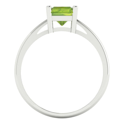 2 cttw Natural Peridot Solitaire  Engagement Ring - Solid Gold (Emerald Cut,8x6mm)