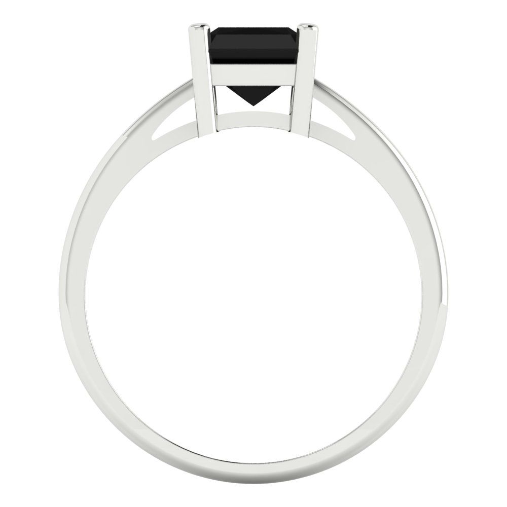 2 cttw Natural Onyx Solitaire  Engagement Ring - Solid Gold (Emerald Cut,8x6mm)