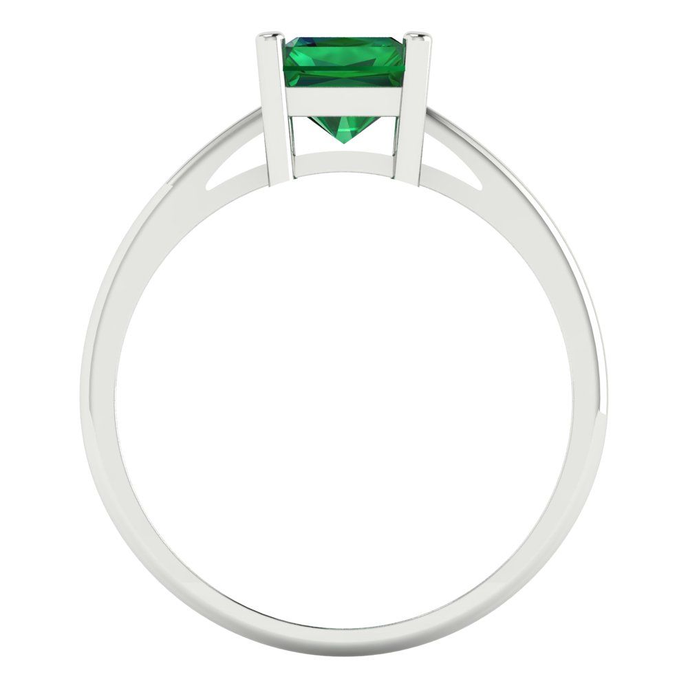 2 cttw Simulated Emerald Solitaire  Engagement Ring - Solid Gold (Emerald Cut,8x6mm)