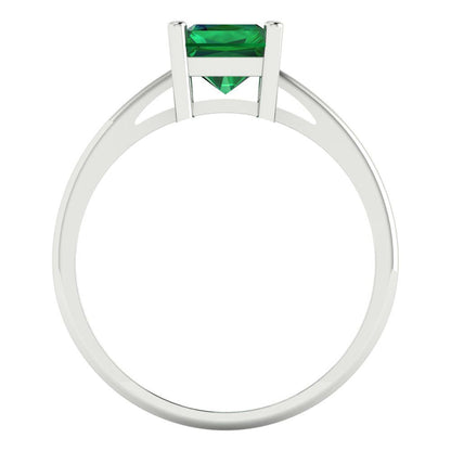 2 cttw Simulated Emerald Solitaire  Engagement Ring - Solid Gold (Emerald Cut,8x6mm)