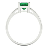 2.0 ct  Brilliant Emerald Cut Simulated Emerald Stone White Gold Solitaire Ring
