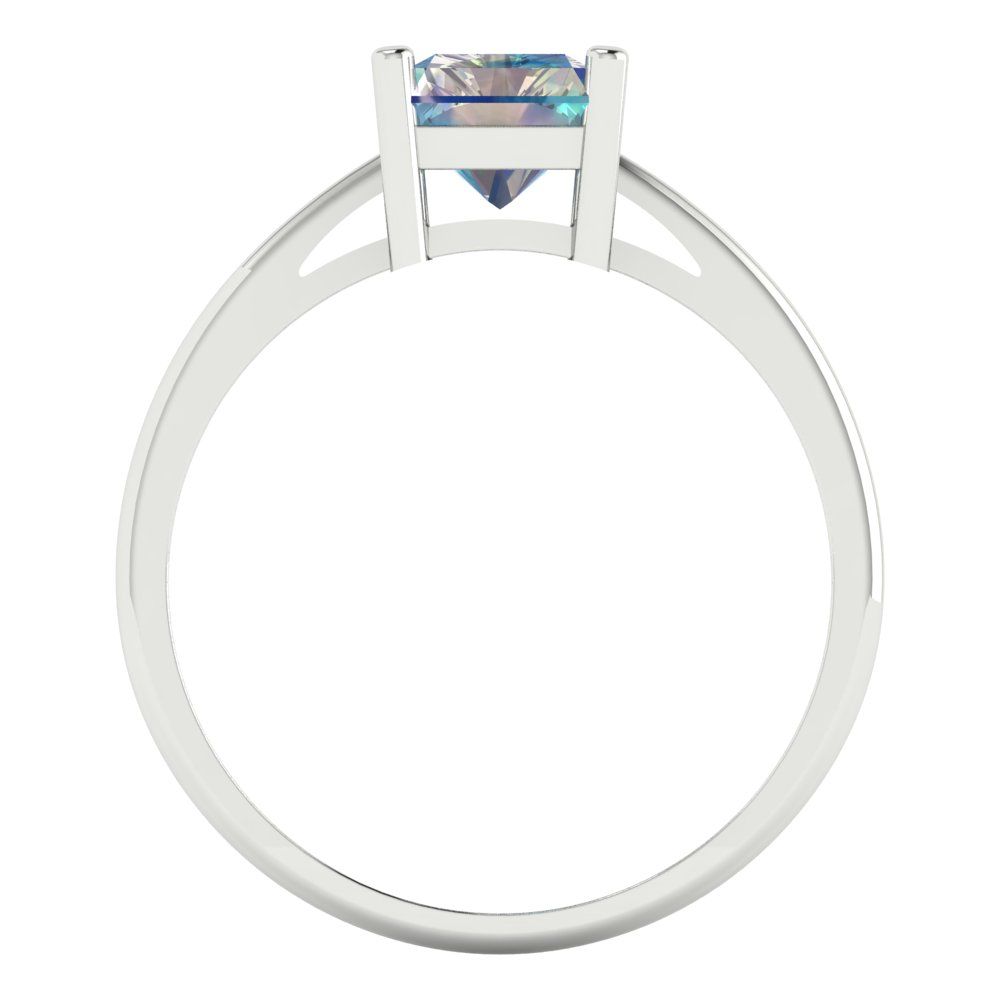 2 cttw Blue Moissanite Solitaire  Engagement Ring - Solid Gold (Emerald Cut,8x6mm)
