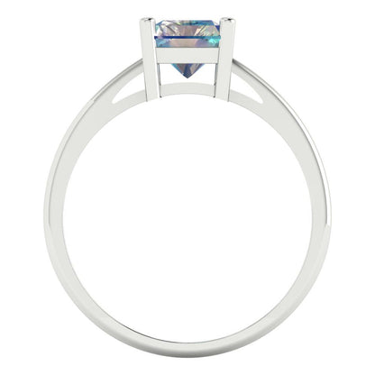 2 cttw Blue Moissanite Solitaire  Engagement Ring - Solid Gold (Emerald Cut,8x6mm)