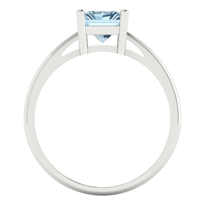 2 cttw Natural Sky Blue Topaz Solitaire  Engagement Ring - Solid Gold (Emerald Cut,8x6mm)
