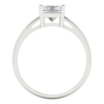 2 cttw White Sapphire Solitaire  Engagement Ring - Solid Gold (Emerald Cut,8x6mm)