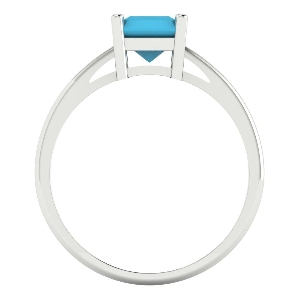 2 cttw Simulated Turquoise Solitaire  Engagement Ring - Solid Gold (Emerald Cut,8x6mm)