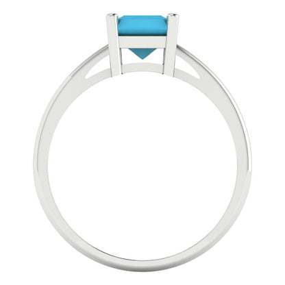 2 cttw Simulated Turquoise Solitaire  Engagement Ring - Solid Gold (Emerald Cut,8x6mm)