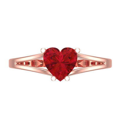 1 cttw Simulated Pink Tourmaline Solitaire  Engagement Ring - Solid Gold (Heart Cut,6.5mm)