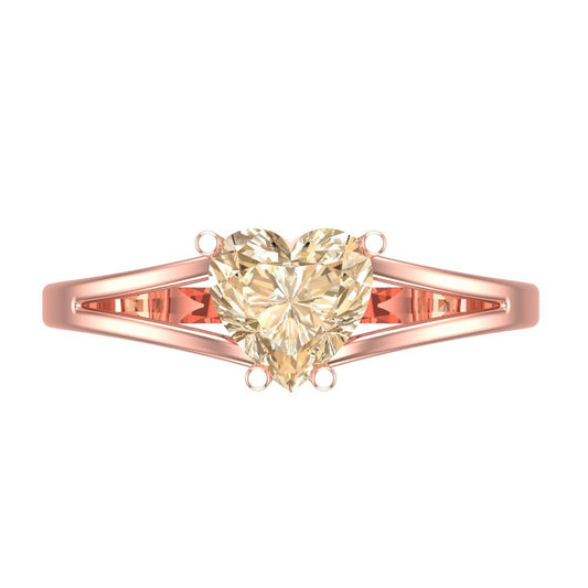 1 cttw Natural Morganite Solitaire  Engagement Ring - Solid Rose Gold (VVS1, Heart Cut,6.5mm)