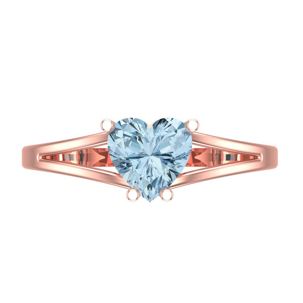 1 cttw Natural Sky Blue Topaz Solitaire  Engagement Ring - Solid Gold (Heart Cut,6.5mm)