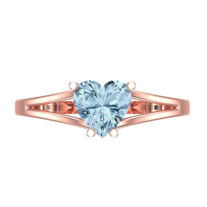 1 cttw Natural Swiss Blue Topaz Solitaire  Engagement Ring - Solid Gold (Heart Cut,6.5mm)
