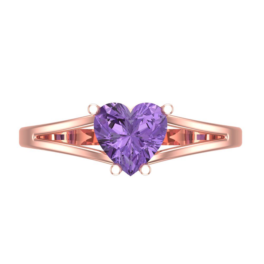 1 cttw Simulated Alexandrite Solitaire  Engagement Ring - Solid Gold (Heart Cut,6.5mm)