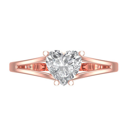 1 cttw Zirconia Simulated Diamond Solitaire  Engagement Ring - Solid Gold (VVS1, Heart Cut,6.5mm)