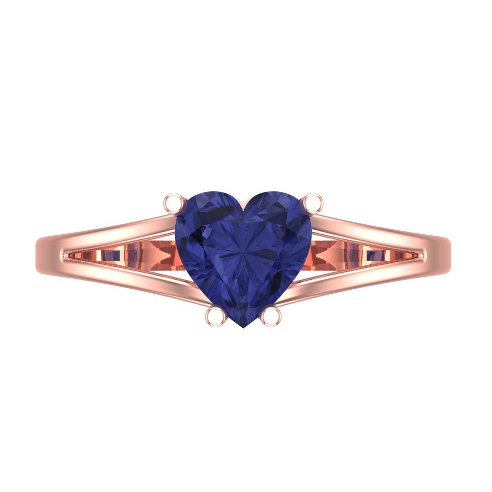 1 cttw Simulated Tanzanite Solitaire  Engagement Ring - Solid Gold (Heart Cut,6.5mm)