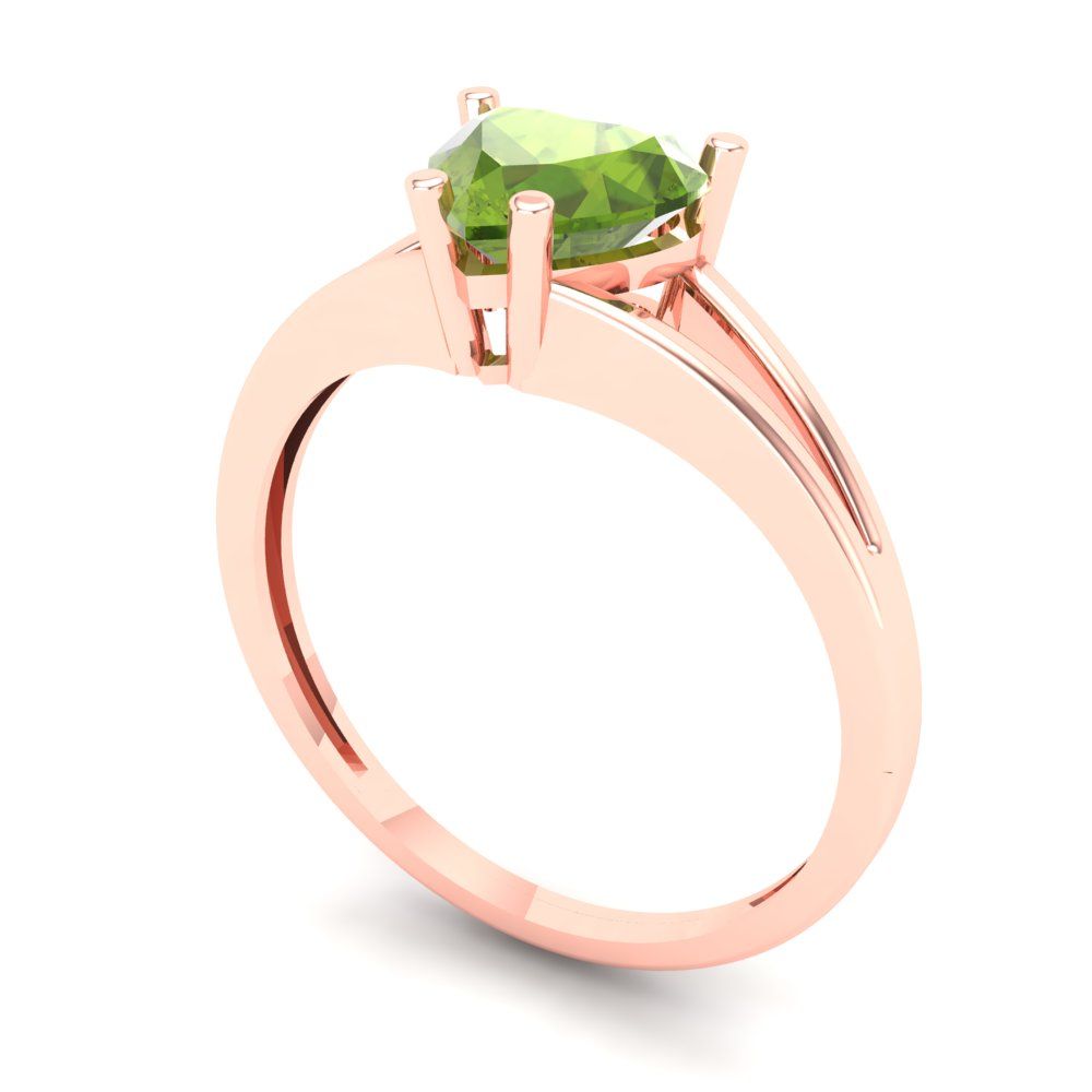 1 cttw Natural Peridot Solitaire  Engagement Ring - Solid Gold (Heart Cut,6.5mm)