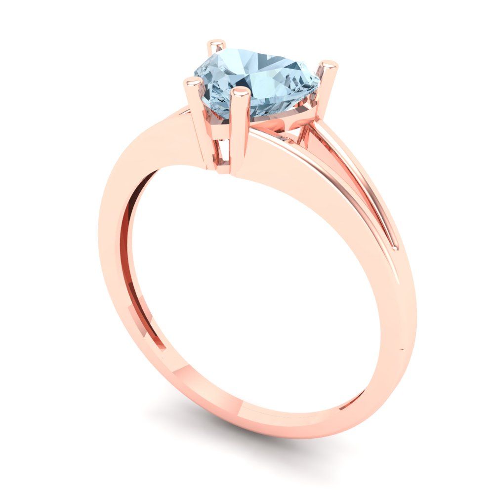 1 cttw Natural Swiss Blue Topaz Solitaire  Engagement Ring - Solid Gold (Heart Cut,6.5mm)