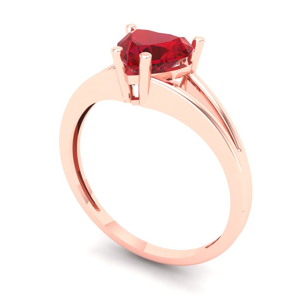 1 cttw Simulated Pink Tourmaline Solitaire  Engagement Ring - Solid Gold (Heart Cut,6.5mm)