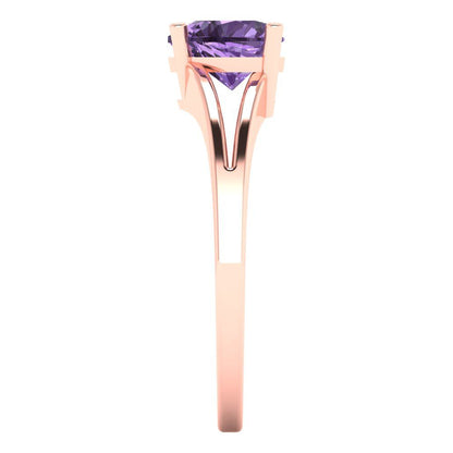 1 cttw Simulated Alexandrite Solitaire  Engagement Ring - Solid Gold (Heart Cut,6.5mm)