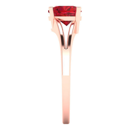 1 cttw Simulated Pink Tourmaline Solitaire  Engagement Ring - Solid Gold (Heart Cut,6.5mm)