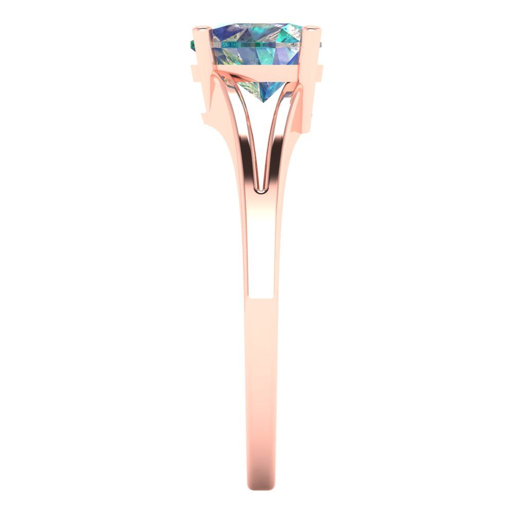 1 cttw Blue Moissanite Solitaire  Engagement Ring - Solid Gold (Heart Cut,6.5mm)