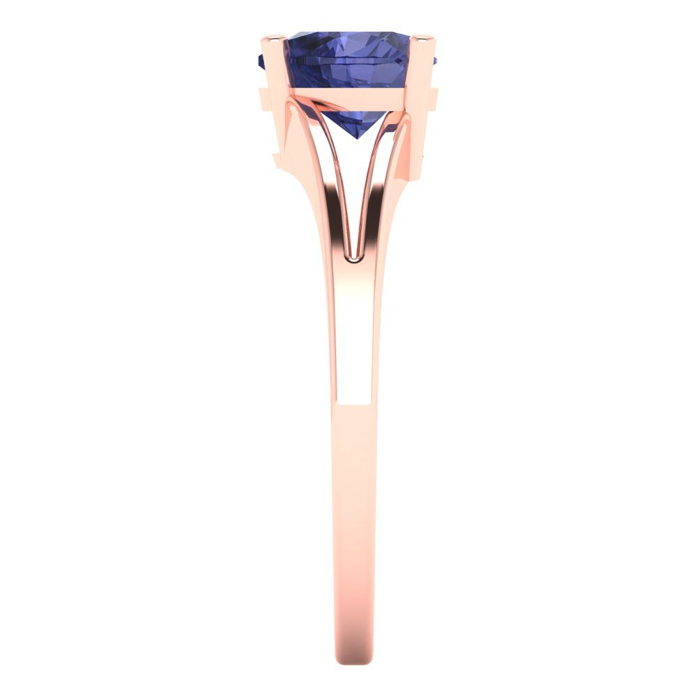 1 cttw Simulated Tanzanite Solitaire  Engagement Ring - Solid Gold (Heart Cut,6.5mm)