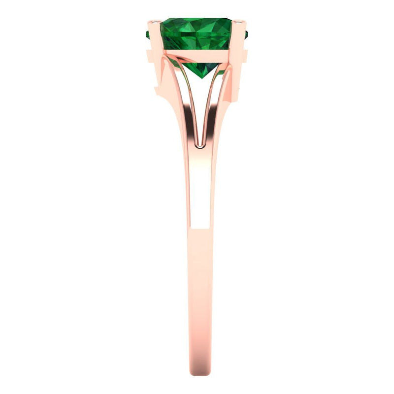 1.0 ct Brilliant Heart Cut Simulated Emerald Stone Rose Gold Solitaire Ring