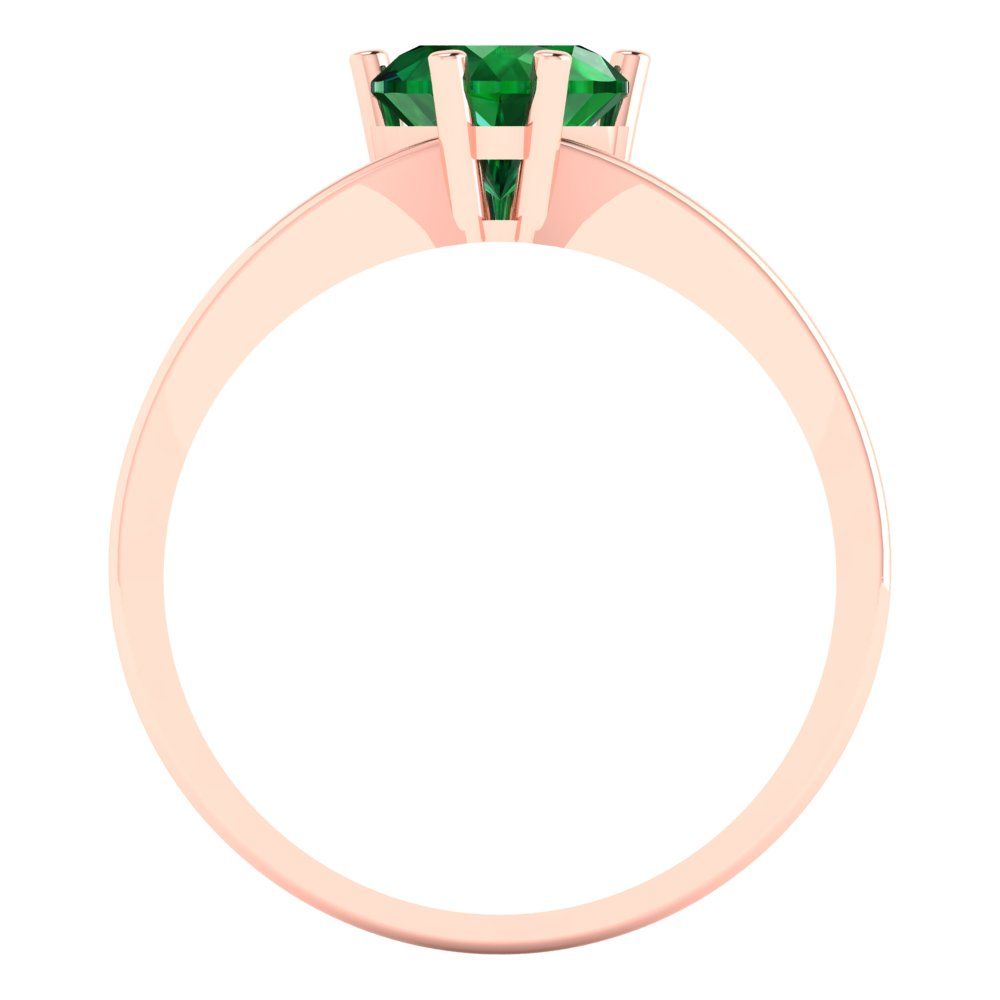 1 cttw Simulated Emerald Solitaire  Engagement Ring - Solid Gold (Heart Cut,6.5mm)