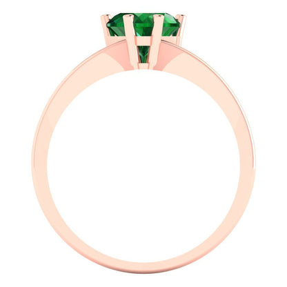 1 cttw Simulated Emerald Solitaire  Engagement Ring - Solid Gold (Heart Cut,6.5mm)