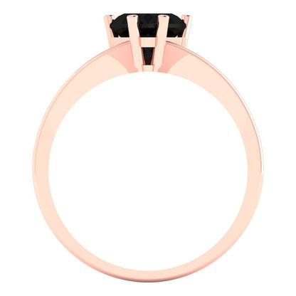 1 cttw Natural Onyx Solitaire  Engagement Ring - Solid Gold (Heart Cut,6.5mm)