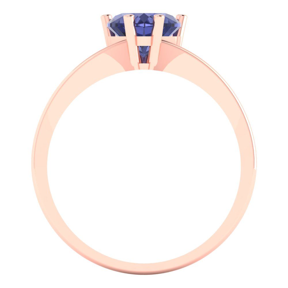 1 cttw Simulated Tanzanite Solitaire  Engagement Ring - Solid Gold (Heart Cut,6.5mm)