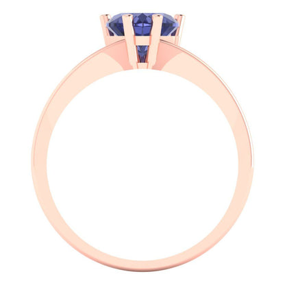 1 cttw Simulated Tanzanite Solitaire  Engagement Ring - Solid Gold (Heart Cut,6.5mm)