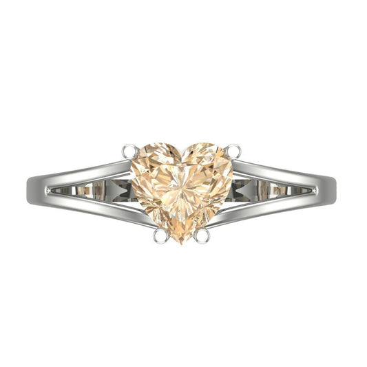 1 cttw Natural Morganite Solitaire  Engagement Ring - Solid White Gold (VVS1, Heart Cut,6.5mm)