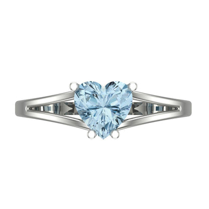 1 cttw Natural Swiss Blue Topaz Solitaire  Engagement Ring - Solid Gold (Heart Cut,6.5mm)